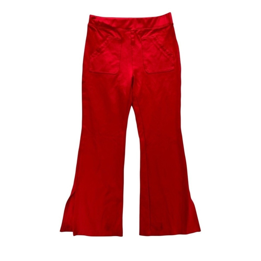 Maeve Anthropologie Eve Ponte Flare Wide Leg Pants Women's Medium Red Stretch